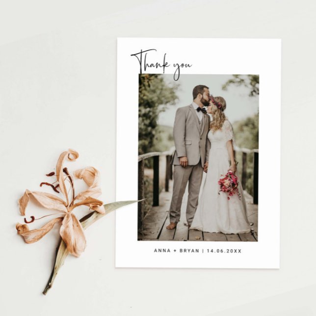 Minimalist Wedding Photo  Thank You Card (Creator Uploaded)