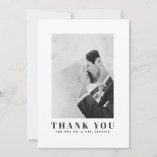 Minimalist Wedding Photo Thank You Flat Card