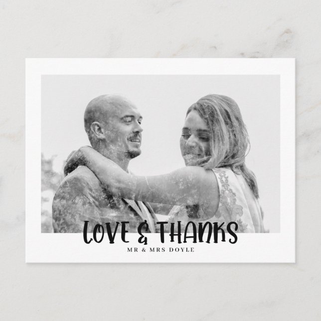 Minimalist Wedding Photo Thank you Postcard (Front)