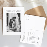 Minimalist Wedding Photo Thank You Postcard<br><div class="desc">Minimalist Wedding Photo Thank You Postcard</div>