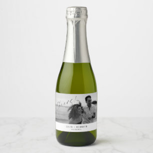 Minimalist Wedding Photograph Sparkling Wine Label