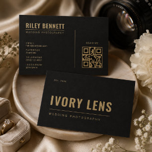 Minimalist Wedding Photography   Coal Gold  Business Card