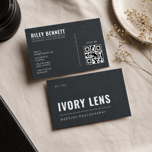 Minimalist Wedding Photography Forge Grey Business Card