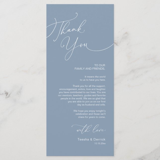 Minimalist Wedding Place Setting Thank You Card (Front)