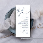Minimalist Wedding Place Setting Thank You Card<br><div class="desc">This is the Modern romantic classy calligraphy, in minimalist Navy Blue font, Place Setting Thank You Cards. Share the love and show your appreciation to your guests, when they sit down at their seat and read this personalised charming thank you place setting card. It's a wonderful way to kick off...</div>