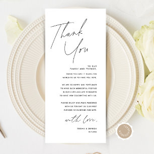 Minimalist Wedding Place Setting Thank You Card