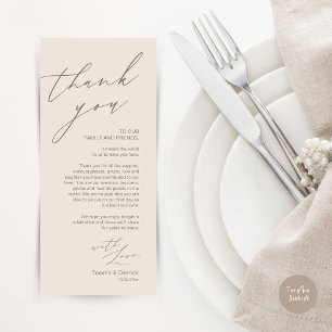 Minimalist Wedding Place Setting Thank You Card