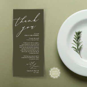 Minimalist Wedding Place Setting Thank You Card