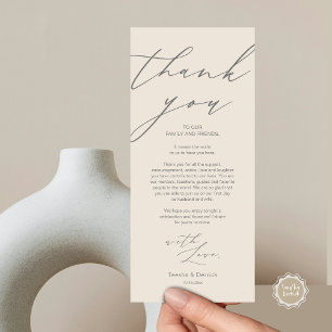 Minimalist Wedding Place Setting Thank You Card