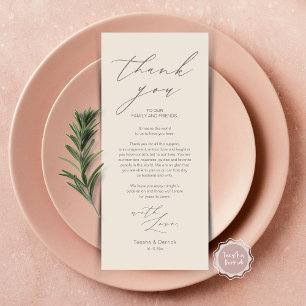 Minimalist Wedding Place Setting Thank You Card