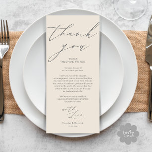 Minimalist Wedding Place Setting Thank You Card