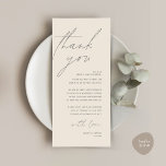 Minimalist Wedding Place Setting Thank You Card<br><div class="desc">This is the Modern editable card, in minimalist script design, cream dark grey theme, Place Setting Thank You Cards. Share the love and show your appreciation to your guests, when they sit down at their seat and read this personalised charming thank you place setting card. It's a wonderful way to...</div>