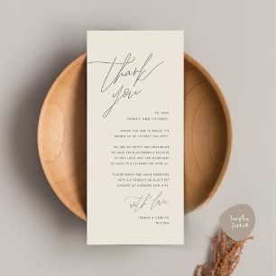 Minimalist Wedding Place Setting Thank You Card