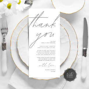 Minimalist Wedding Place Setting Thank You Card