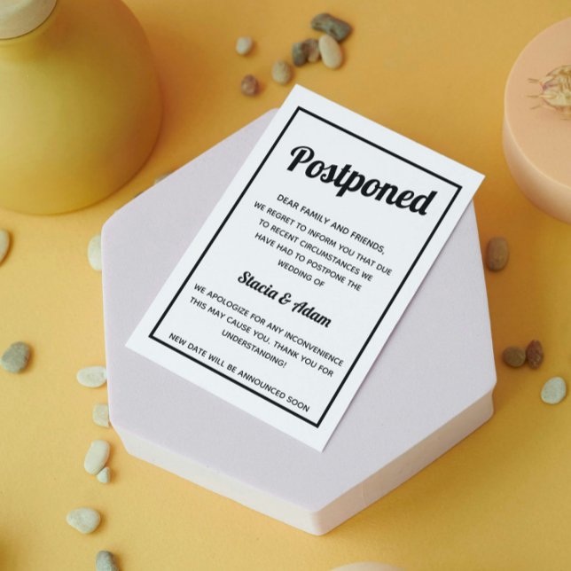 Minimalist Wedding Postponed Postcard (Creator Uploaded)