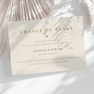 Minimalist Wedding Postponement Cream Invitation