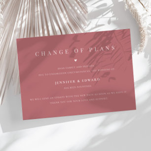 Minimalist Wedding Postponement Pink Invitation