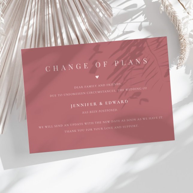 Minimalist Wedding Postponement Pink Invitation (Creator Uploaded)