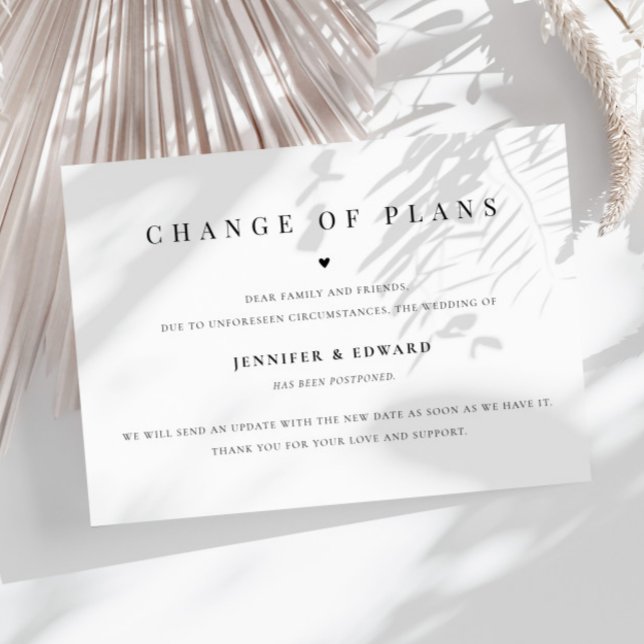 Minimalist Wedding Postponement White Invitation (Creator Uploaded)