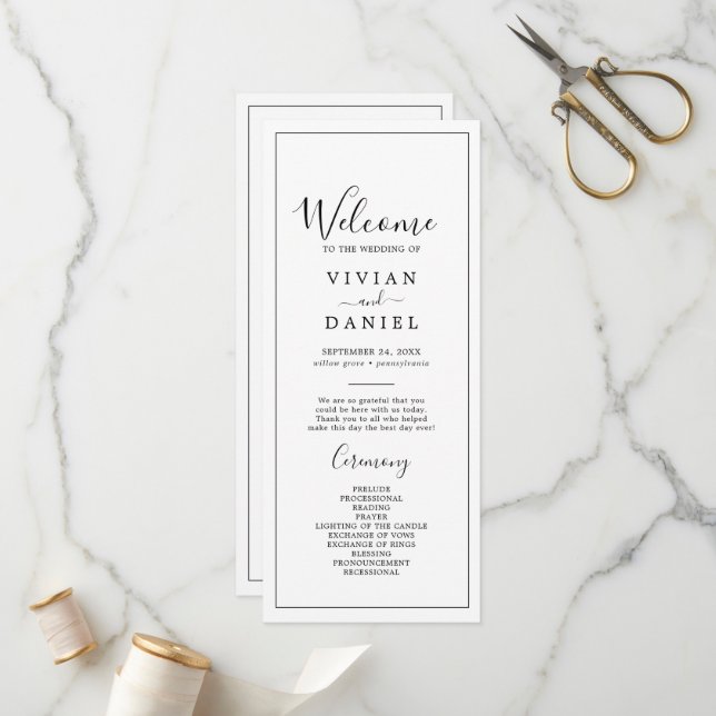 Minimalist Wedding Program (Front/Back In Situ)