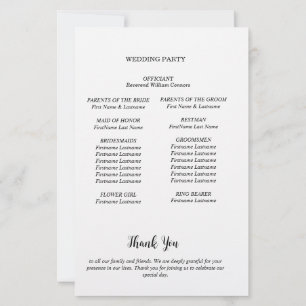 Minimalist Wedding Program Card