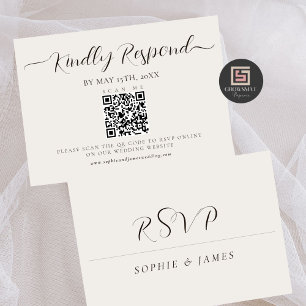 Minimalist Wedding QR Code Calligraphy RSVP Card