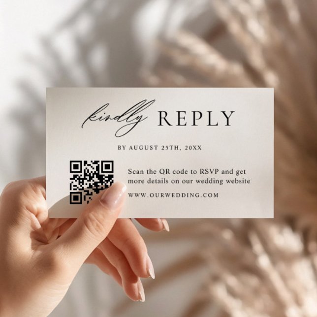 Minimalist Wedding QR Code RSVP Enclosure Card (Creator Uploaded)