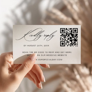 Minimalist Wedding QR Code RSVP Enclosure Card
