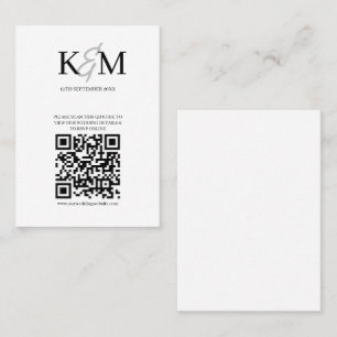 Minimalist Wedding QR code RSVP Online Enclosure Business Card