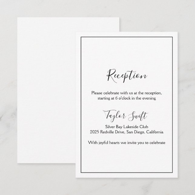 Minimalist Wedding Reception Card (Front/Back)