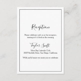 Minimalist Wedding Reception Card
