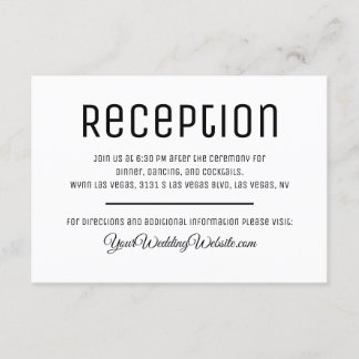 Minimalist Wedding Reception Enclosure Card