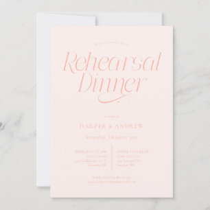 Minimalist Wedding Rehearsal Dinner Peach Invitation