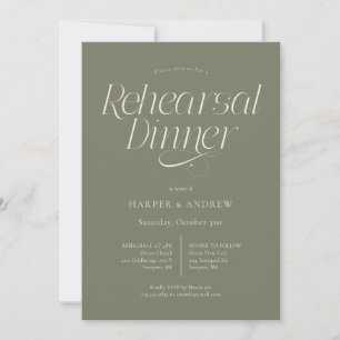 Minimalist Wedding Rehearsal Dinner Sage Green Invitation