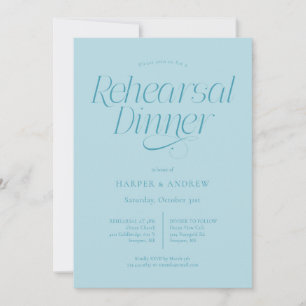 Minimalist Wedding Rehearsal Dinner Turquoise Invitation