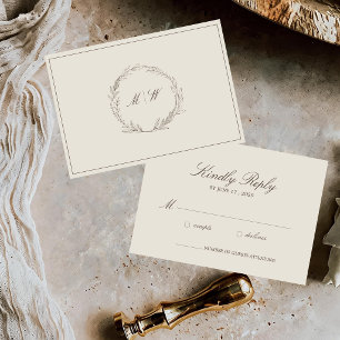 Minimalist Wedding RSVP Card, Neutral Tone design Card