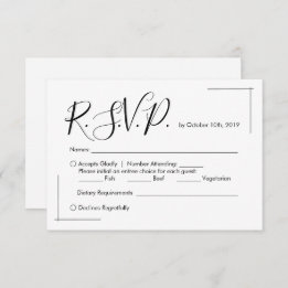 Minimalist Wedding RSVP Card with Crossed Borders