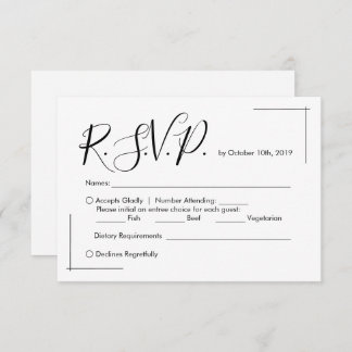Minimalist Wedding RSVP Card with Crossed Borders