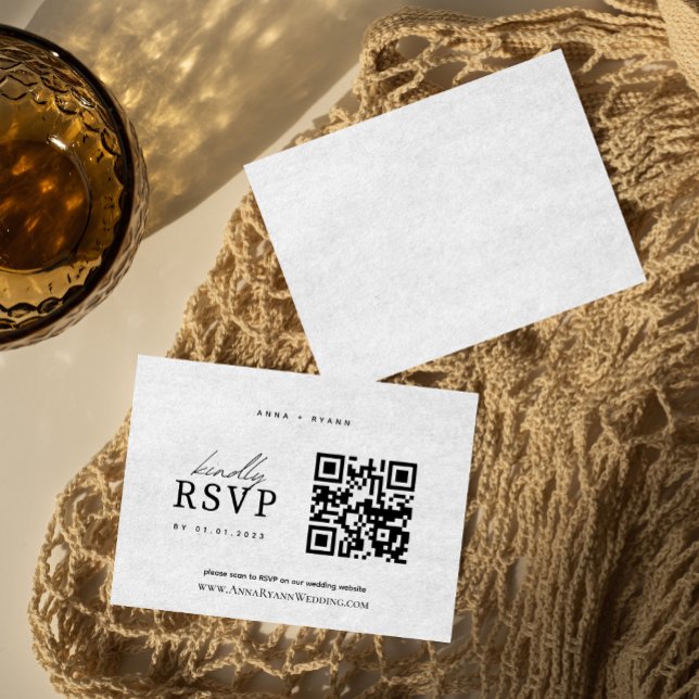 Minimalist Wedding RSVP with QR Code Enclosure Card (Creator Uploaded)
