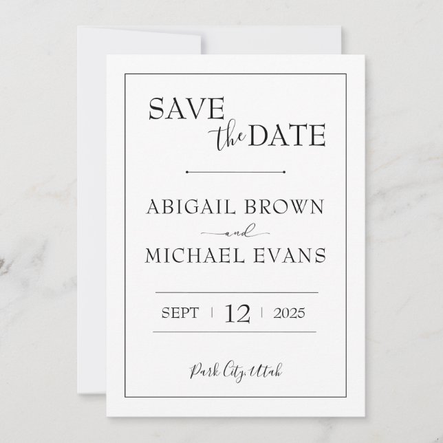 Minimalist Wedding Save the Date (Front)