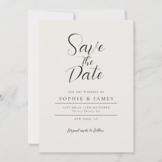 Minimalist Wedding Save The Date Invitation