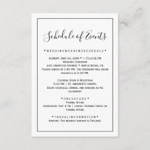 Minimalist Wedding Schedule Card