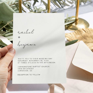Minimalist Wedding Script Modern Simple Typography Invitation