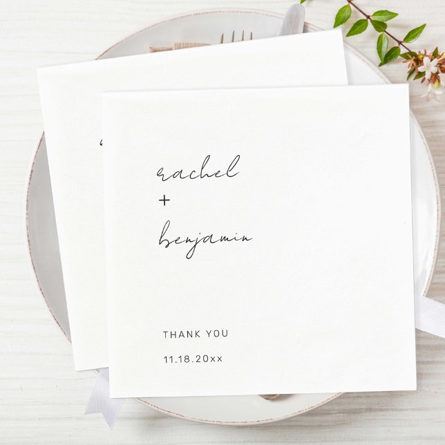 Minimalist Wedding Script Modern Simple Typography Napkin (Creator Uploaded)