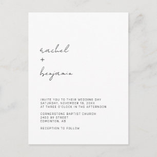 Minimalist Wedding Script Modern Simple Typography Postcard