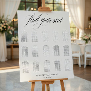 Minimalist Wedding Seating Chart Elegant Script 