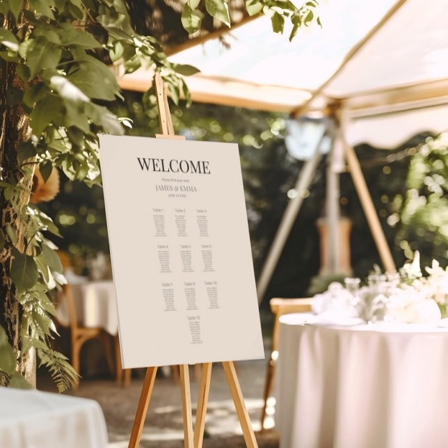Minimalist Wedding Seating Plan (10) Soft Latte Poster (Creator Uploaded)