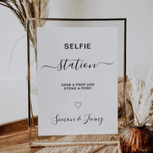 Minimalist Wedding Selfie Station Sign, Invitation