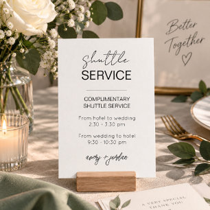 Minimalist Wedding Shuttle Service Transportation Card