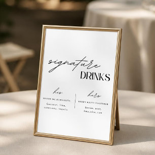 Minimalist Wedding Signature Drinks Sign Poster